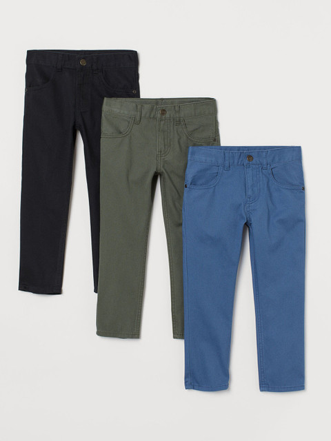 

H&M Boys Multicoloured 3-Pack Slim Fit Twill Trousers, Multi