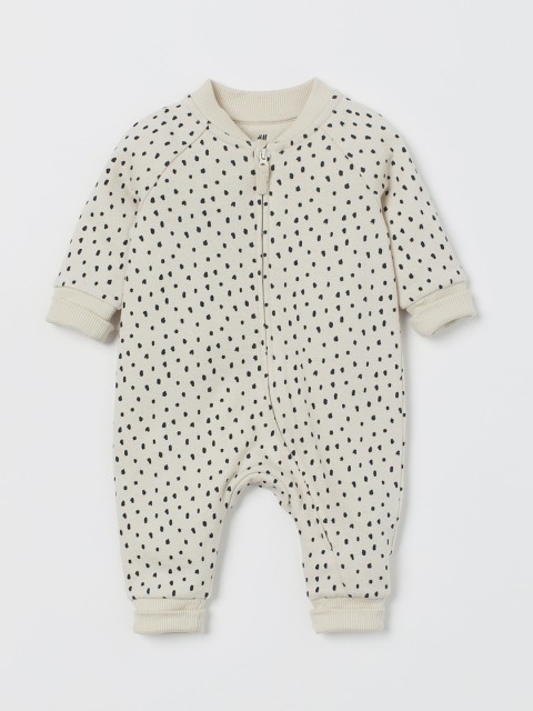 

H&M Unisex Kids Beige Printed Sweatshirt All-in-one Suit