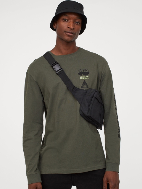 

H&M Men Green Printed Jersey Top