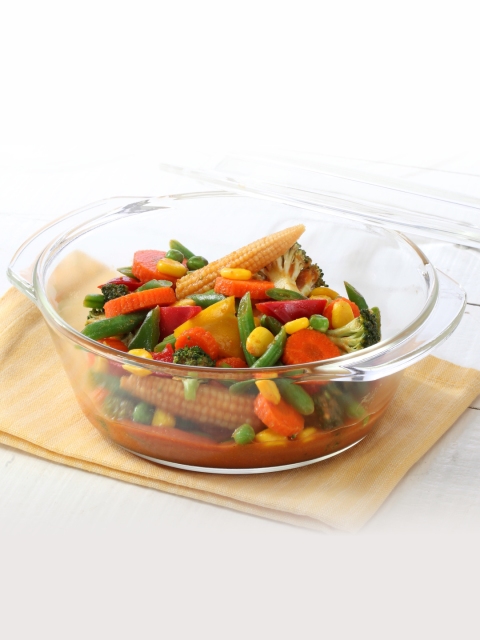 

BOROSIL Transparent Solid Borosilicate Glass Microwave Safe Round Serving Bowl Casserole With Lid