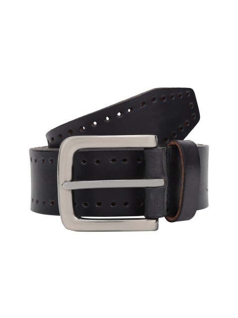 

Calligraphy Men Black Solid Genuine Leather Belt