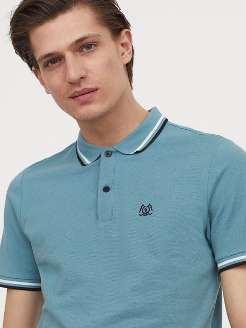

H&M Men Turquoise Blue Polo Shirt