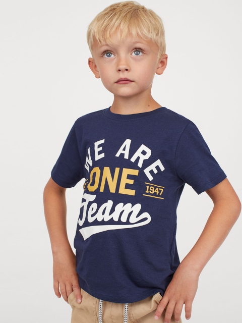 

H&M Boys Blue Round Neck Printed T-Shirt