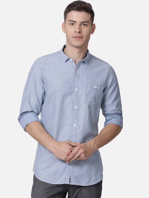 

Mucho Solo Men Blue Slim Fit Printed Casual Shirt