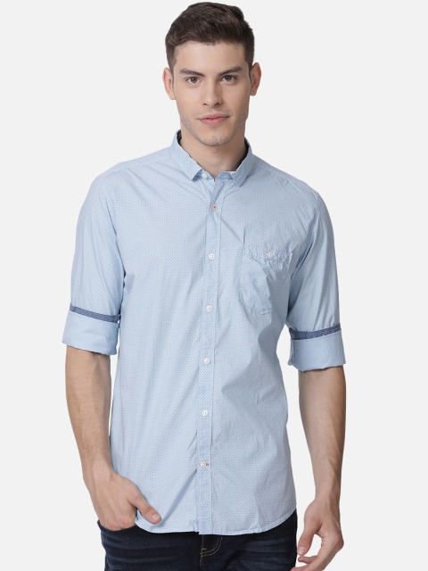 

Mucho Solo Men Blue Slim Fit Printed Casual Shirt