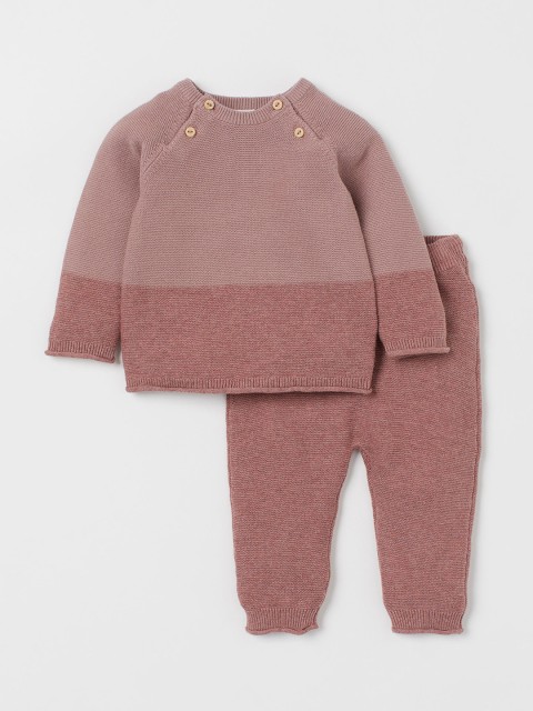 

H&M Unisex Kids Mauve & Brown Striped Sustainable T-shirt with Pyjamas