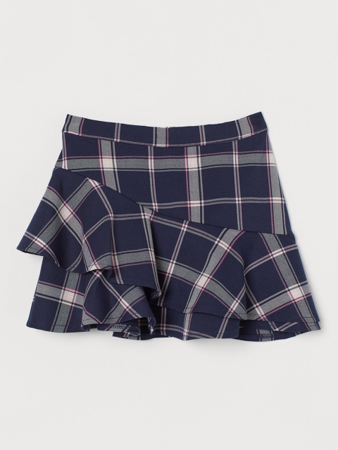 

H&M Girls Navy Blue Checked Flounced Skirt
