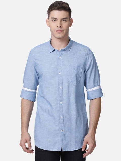 

Mucho Solo Men Blue Slim Fit Solid Casual Shirt