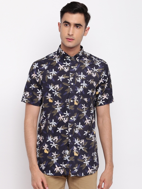 

GANT Men Navy Blue & Olive Green Slim Fit Floral Printed Casual Shirt