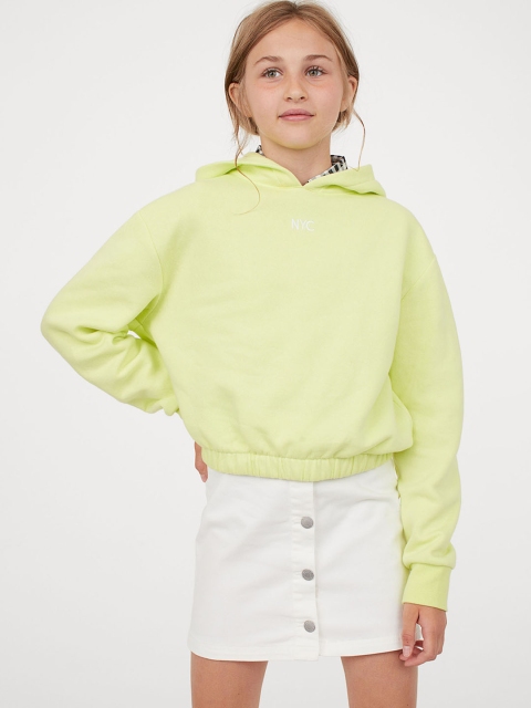 

H&M Girls White Solid A-Line Twill Kkirt
