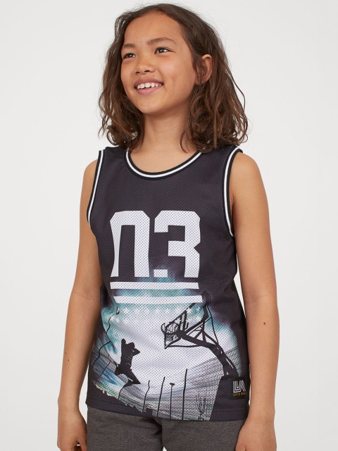 

H&M Boys Black & Grey Mesh Vest T-Shirt