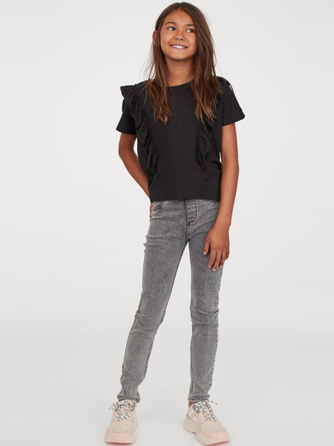 

H&M Girls Grey Solid Denim Leggings
