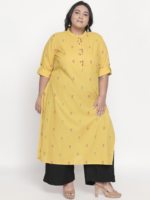 

RANGMANCH PLUS by Pantaloons Women Yellow Printed Kurta