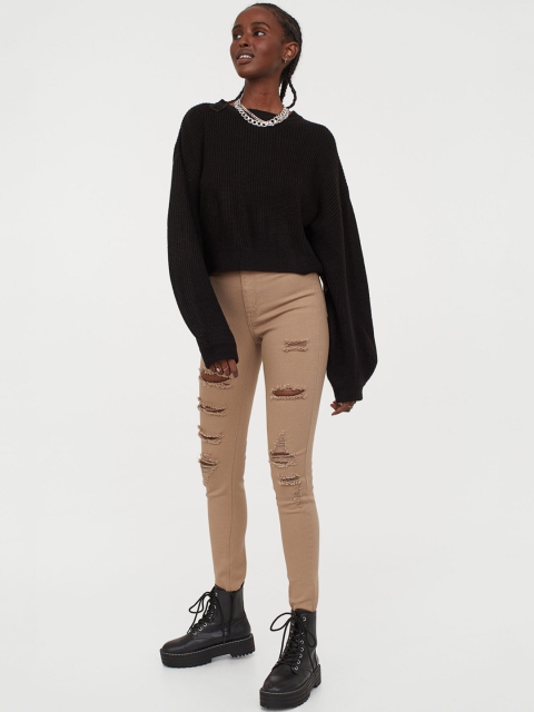 

H&M Women Beige Super Skinny High Jeans