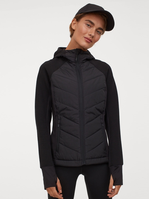 

H&M Women Black Solid Padded Hooded Outdoor Jacket