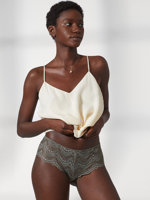 

H&M Women Green Lace Thong Briefs