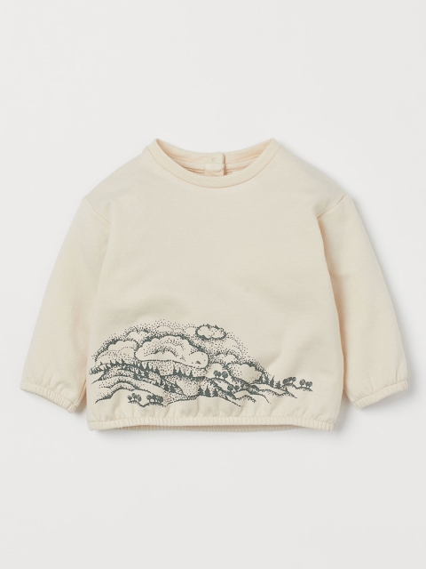 

H&M Kids Off-White Printed Cotton Sweatshirt