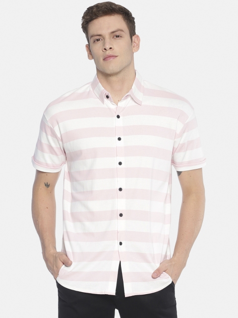 

T-Tog Men Pink & White Slim Fit Striped Casual Shirt