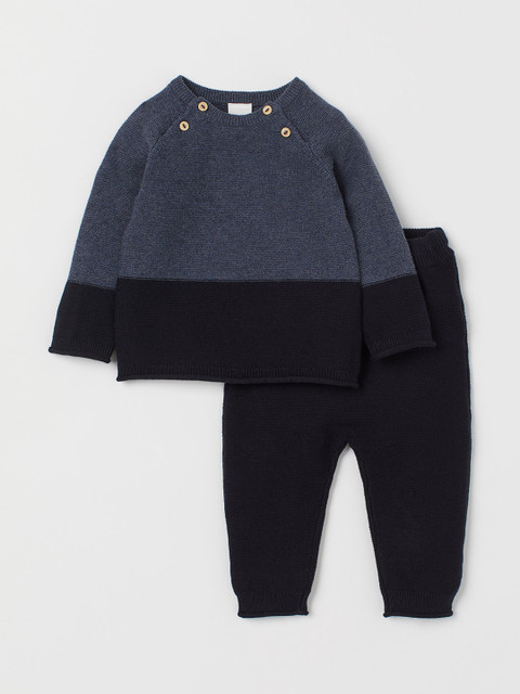 

H&M Unisex Kids Blue Colourblocked Sustainable Jumper and Trousers