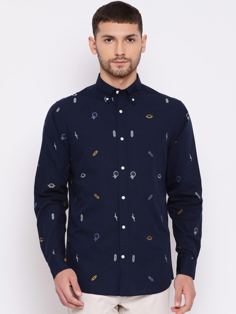 

GANT Men Navy Blue Slim Fit Printed Casual Shirt