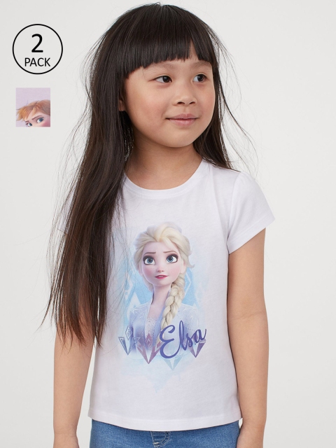 

H&M Girls Pack Of 2 Disney Princess Printed Top, White