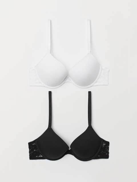 

H&M 2-Pack Cotton Push-up Bras 0723469001, White