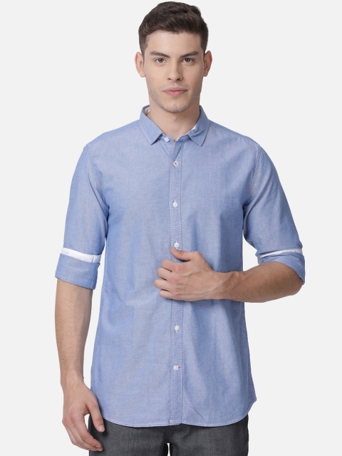 

Mucho Solo Men Blue Slim Fit Solid Casual Shirt