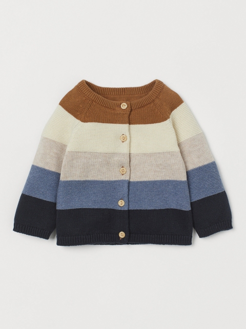 

H&M Kids Multicoloured Striped Textured-Knit Cardigan, Multi
