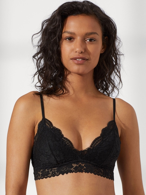 

H&M Women Black Solid Padded Lace Bra 0894756002