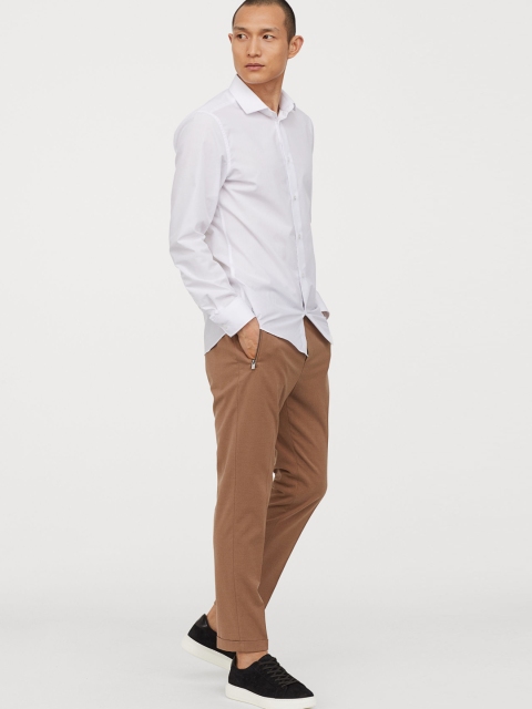 

H&M Men White Solid COOLMAX Shirt Slim Fit