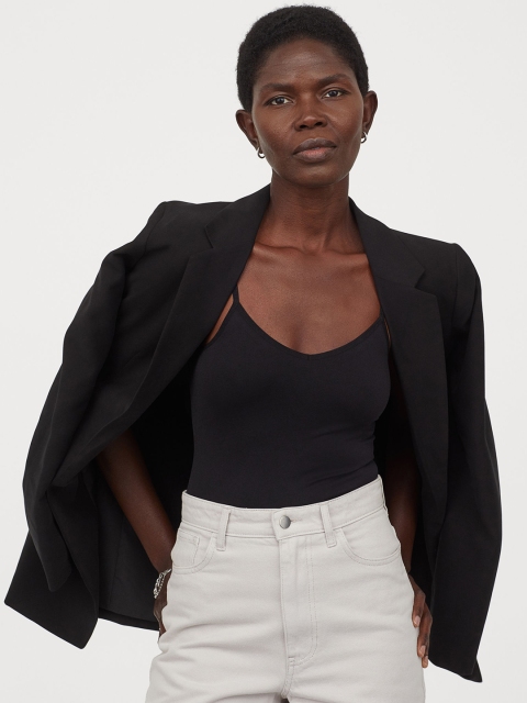 

H&M Women Black Solid Seamless Strappy Top