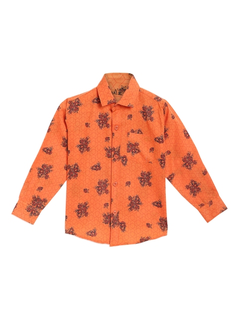 

Kidling Boys Orange & Black Classic Regular Fit Printed Casual Shirt