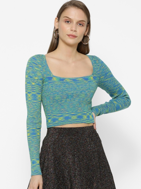 

FOREVER 21 Women Green Printed Fitted Top