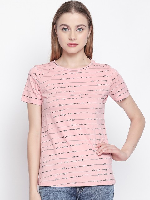 

Honey by Pantaloons Women Pink Printed Round Neck T-shirt