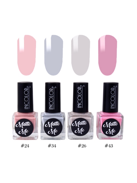 

INCOLOR Pack of 4 Matte Me Nail Paint 12 ml each, Multi