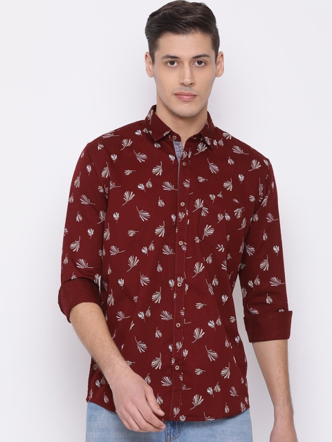 

Richlook Men Maroon & White Slim Fit Printed Casual Shirt