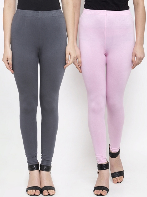 

TAG 7 Women Pack Of 2 Solid Ankle-Length Leggings, Grey