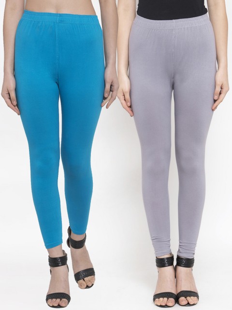 

TAG 7 Women Pack Of 2 Solid Ankle-Length Leggings, Grey