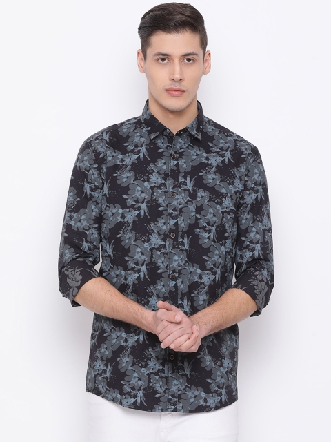 

Richlook Men Grey & Black Slim Fit Printed Casual Shirt