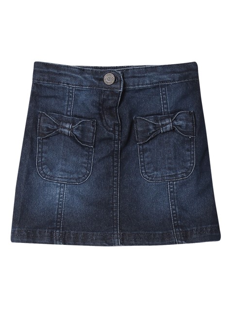 

Cherokee Girls Blue Washed Denim A-Line Mini Pure Cotton Skirt