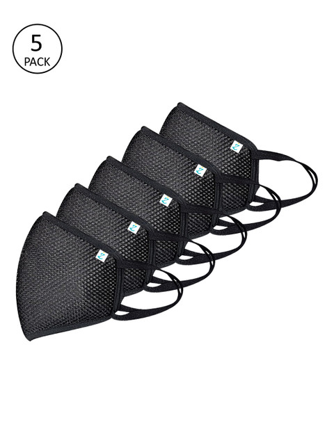 

ZIYAA Unisex Pack Of 5 Black 4-Ply Safety Shield Reusable Outdoor Masks