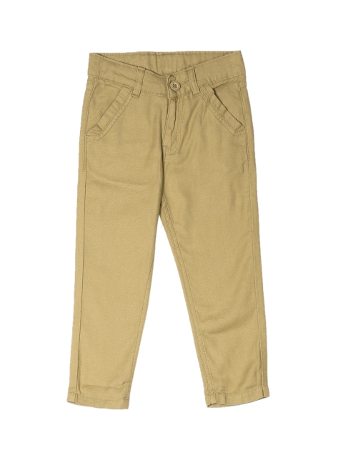 

Cherokee Boys Olive Green Regular Fit Solid Regular Trousers