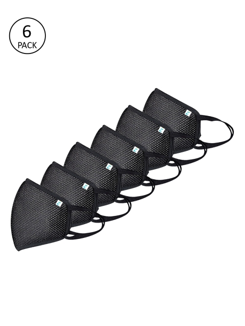 

ZIYAA Unisex Pack Of 6 Black 4-Ply Safety Shield Reusable Outdoor Masks
