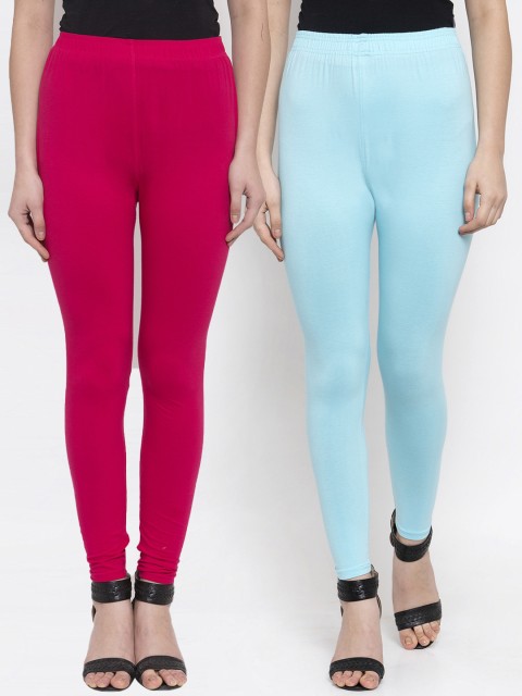 

TAG 7 Women Pack Of 2 Solid Ankle-Length Leggings, Blue