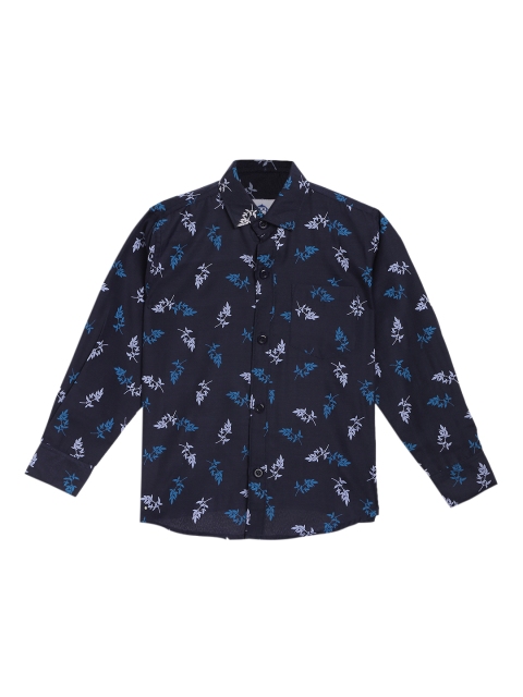 

Kidling Boys Navy Blue & White Regular Fit Printed Casual Shirt