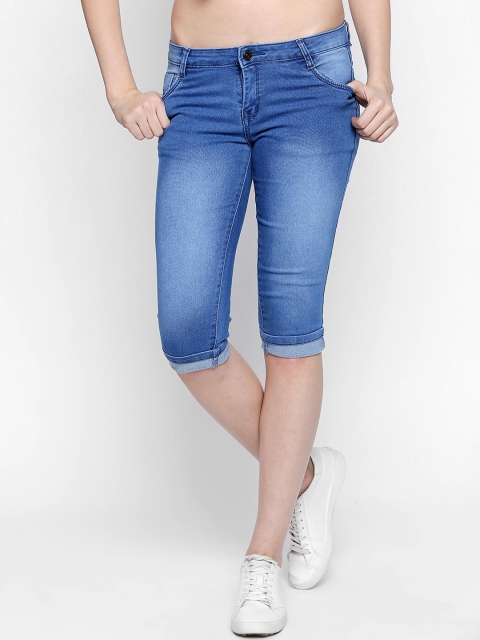 

fungus Women Blue Solid Slim Fit Capris