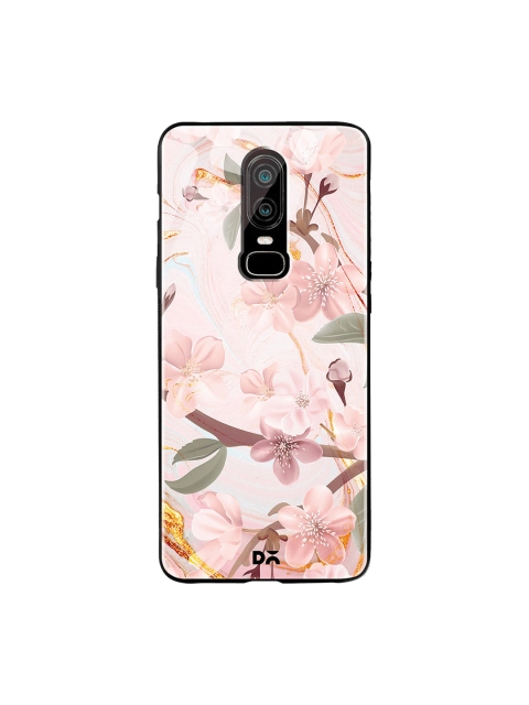 

DailyObjects Pink & Gold-Toned Marble Flowers OnePlus 6 Glass Mobile Case