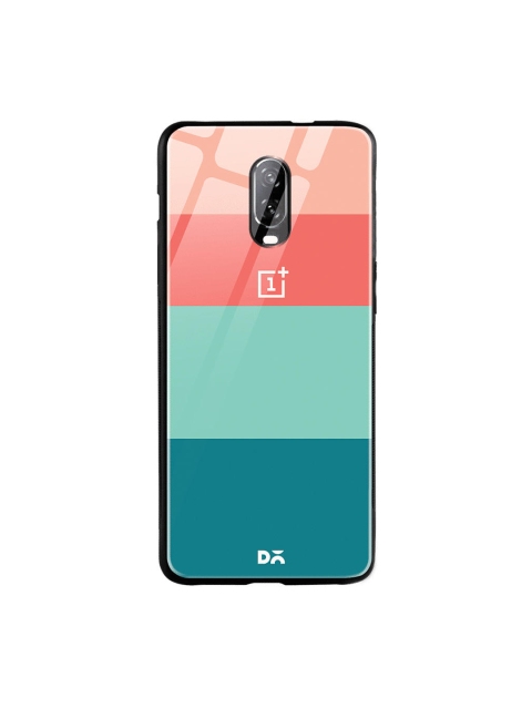 

DailyObjects Teal-Green & Peach-Colour Striped Sweet Quad OnePlus 6T Glass Case