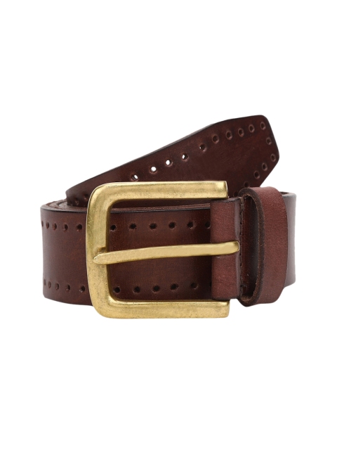 

Calligraphy Men Brown Solid Genuine Leather Belt