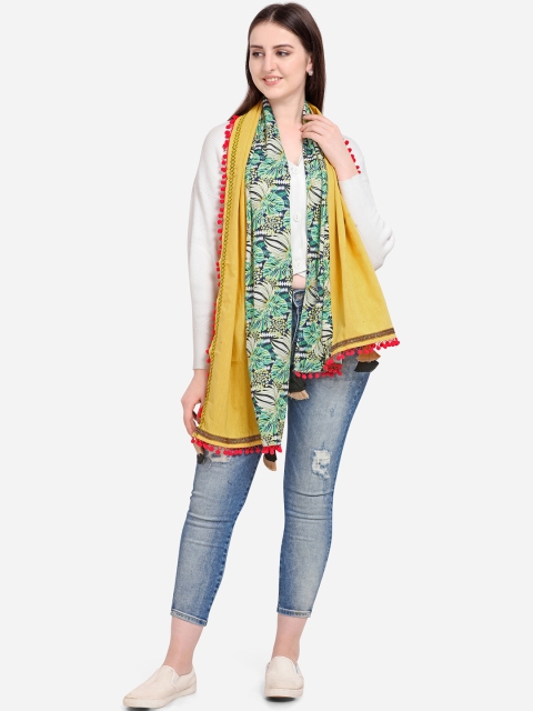 

Mesmora Women Yellow & Green Printed Stole